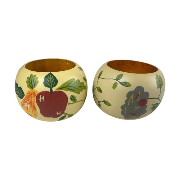 KEMP & BEATLEY Hand Painted Wood Napkin Rings French Provincial Apple Grape *12* - Picture 3 of 10